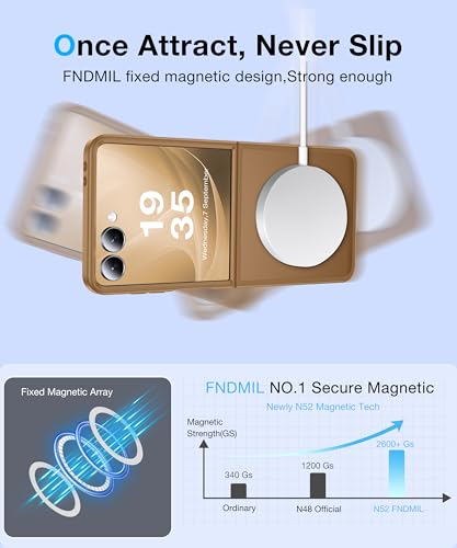 Image of NO.1 Magnetic for Samsung Galaxy Z Flip 7 Case（Not for Flip7 FE 6.7''） with MagSafe[Military Shockproof][Translucent Matte][Anti-Fingerprint] Soft Silicone Bumper for Flip 7 Case 6.9'',Coffee