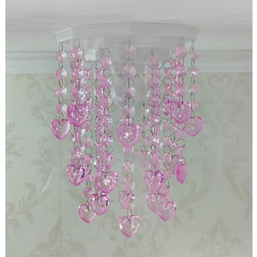 Lustre Plafon Decoração de Festa Infantil Tema Corações Rosa Decorar Quarto de Menina 17x25cm