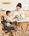HOMEAL Booster Seat for Kitchen Chair, Breathable Toddler Booster Seat for Dining Table with Backrest and Adjustable Straps, Portable Travel Toddler Booster Seat, Dark Grey