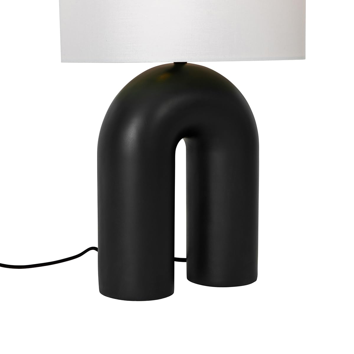 Qazqa Diseño Lámpara de mesa negra con pantalla de lino blanco - Lotti Plástico/Textil Orgánica Adecuado para LED Max. 1 x 40 Watt