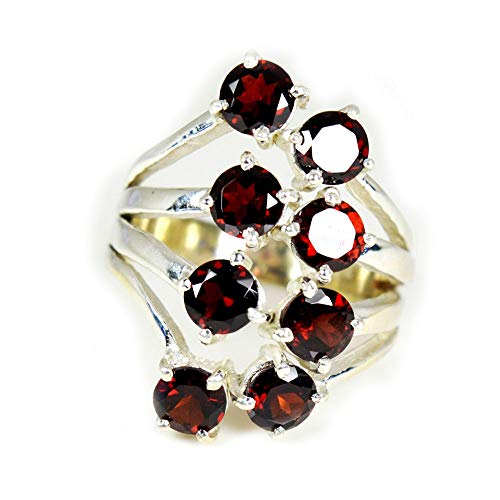Bague pierre de naissance grenat rouge bague argent 925 ajustable femme