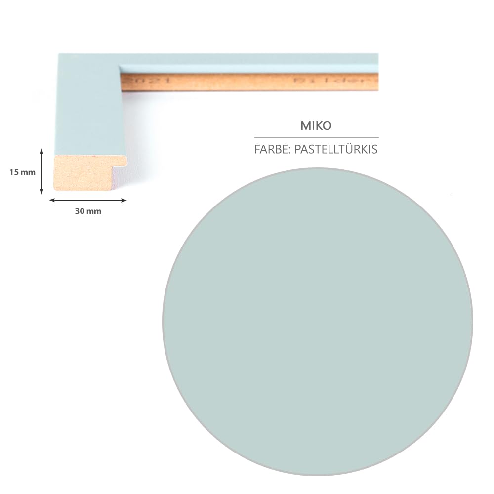 Haak Bilderrahmen modern stabil Miko Pastelltürkis Pastell 80 X 120 cm Rahmen für Bilder Urkunden Poster Puzzle Pastell Farben