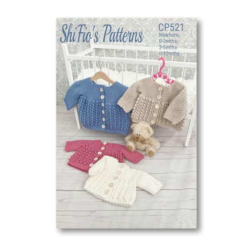 ShiFio's Patterns Crochet Pattern for Baby Cardigan in 4 Sizes # CP521 White