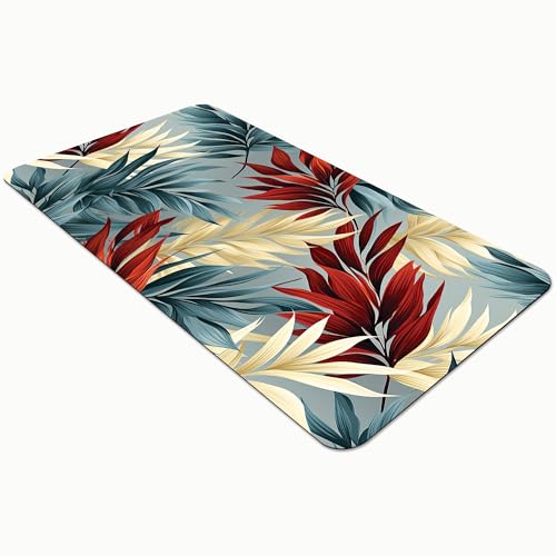 Comart - Alfombra de Cocina Austin - Impermeable - Antideslizante - Antimanchas - Lavable en Lavadora - Alfombra de poliéster - para Pasillo y Cocina - Made in Italy - Folhas Tropical - 50 x 75 cm