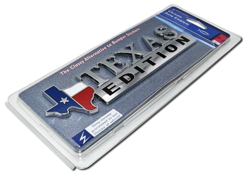 Image of Elektroplate Texas Edition OEM Chrome Emblem for Cars, Trucks, and All Auto | Universal Fit at 7.0 inch x 2.25 inch | Weatherproof