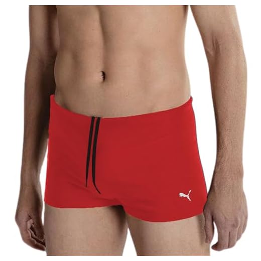 PUMA Sunga Boxer Masculina UV50+ Lycra Xtra® Life Moda Praia Verão 2025/2026, Vermelho, G