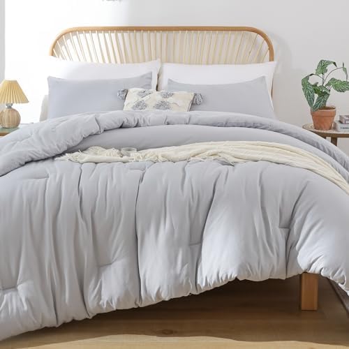 ROSGONIA Light Grey Twin/Twin XL Comforter Set for College Girls ...