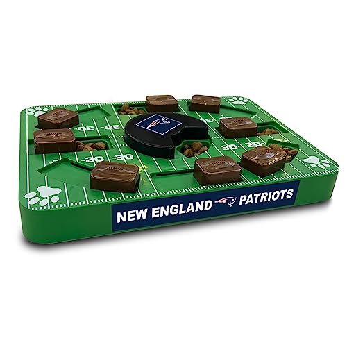 Image of Pets First NFL New England Patriots Puzzle Toy for Dogs, Slow Feeder Board for Pets, Interactive Doggie Treat Toy