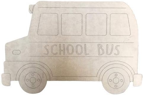 School Bus Wood Cutout, Paintable Unfinished Shape, Door Hanger 12''
