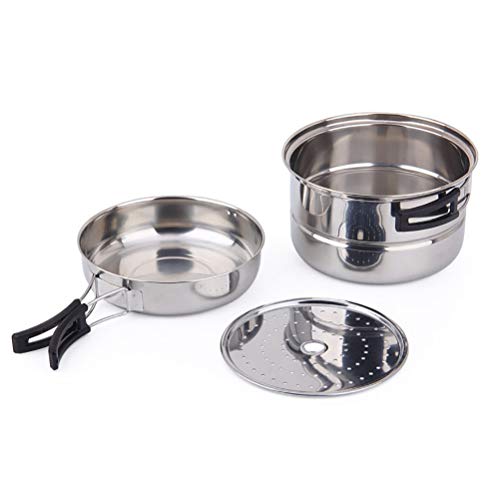 Batterie de cuisine portable multifonction en acier inoxydable durable à manche pliable