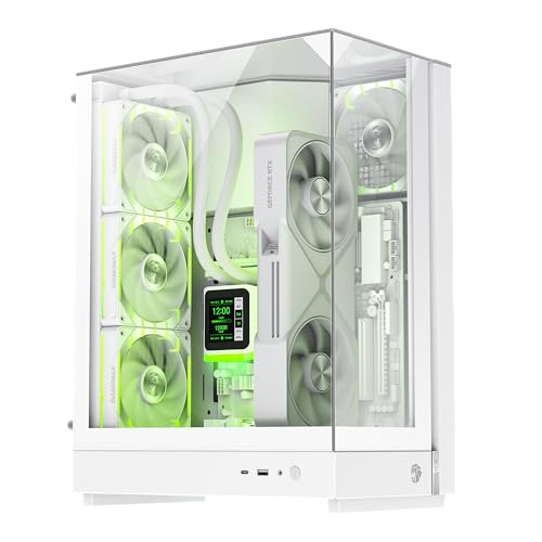 GAMEMAX T20 WH Case PC Gaming M-ATX 270° Vetro Temperato 90° Mainboard GPU Verticale 2×120mm ARGB 360mm Radiator SFX BTF-Ready PC Bianco per White Build