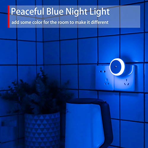 Mycozylite Blue Night Light Plug In, Plug-In Nightlight With Dusk To Dawn Sensor, Automatic On And Off, Energy Efficient, Soft Glow, 2 Pack #TOP3