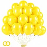 EMART Yellow Balloons 12 Inch, Latex Balloons 100pcs for Party, Birthday, Wedding, Baby Shower, Graduation, Sunflower Theme Decor（with Ribbon）
