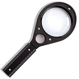 ALREMO HUANGXING - Handheld 3X HD Loupe HD Miroir 6X HD Lens pour la Lecture de Livres, Identification de Bijoux, Montre, Création de Bricolage Gravure et réparation, Noir, 16,6 6,6 1,4 cm