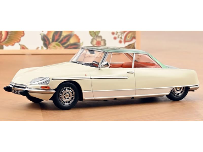1968 DS 21 Le Leman Ivory and Green Metallic with Orange Interior 1/18 Diecast Model Car by Norev 181751
