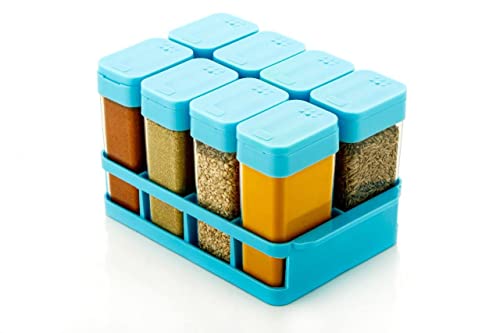 LEAWALL Plastic Kitchen 8 Pcs Sets Airtight Rasoi Box Spice Storage Jar Masala Box Spice Container Idle for, Easy Flow Spice Storage Container with Tray(Blue) (B0CG28PTWH) Amazon Price History, Amazon Price Tracker