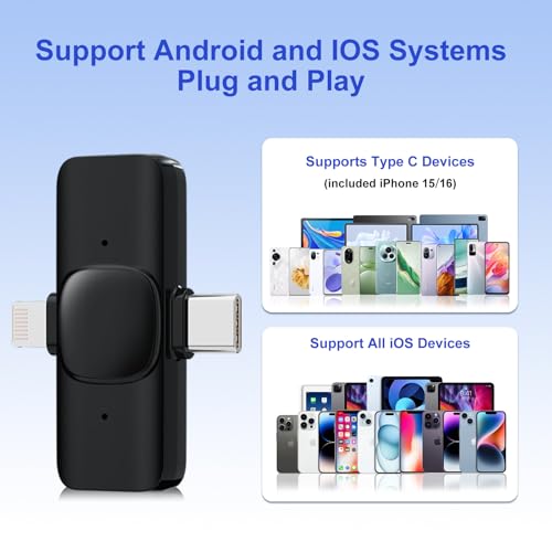 Image of JUDKIOM 2 Pack Wireless Lavalier Microphone for iPhone,Android, USB C, Clip-on Mics, Bluetooth Lapel Mic for Video Recording Interview Vlog YouTube TikTok