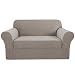 H.VERSAILTEX High Stretch 2-Piece Loveseat Furniture Cover/Slipcover for 2 Cushion Couch Fit Lovesat Width Up to 68 Inch, Machine Washable Spandex Jacquard Fabric Stay in Place (Loveseat, Taupe)
