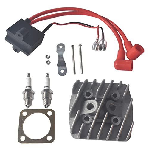 KANECJDL Motorized Bike Cylinder Head Duel Spark CDI Ignition Coil for 66cc 80cc PK80 LD80 LD90 2 Stroke Engine Motorized Bicycle Gas Motor Parts