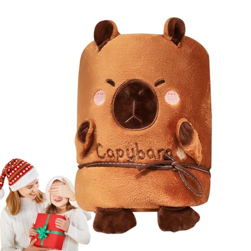 Fravsiu Capybara Manta con capucha portátil, cubierta de viaje con capucha y tapa de viaje – manta de viaje cálida y cómoda, capa con capucha, cubierta portátil de Capybara