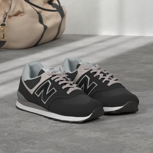 New Balance Women's 574 Core Sneaker, Black/White, 12