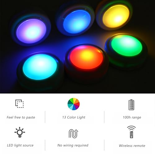 DXNQ 4 PCS Car LED Interior Lights, Wireless Touch Auto Interior Ambient Lighting Kit with Remote Control, Multicolor LED Lights for Boot Auto Doors Under Dash, Car Accessories
