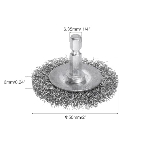 Image of uxcell 10Pcs Wire Wheel Brush 2 inch High Carbon Steel Wire Drill Brush with 1 /4-Inch Hex Shank for Rust Removal Corrosion Scrub Surfaces