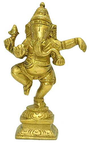 JMD Handcrafted Ganesh Dansant en métal, Marron, 10,2 cm