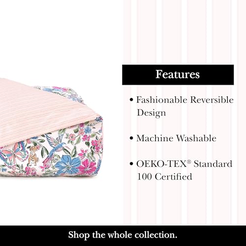 Image of kate spade new york Curious Garden 3-Piece King Comforter Set, 100% Cotton Reversible Cover, All Season Warmth Bedding, Machine Washable, Pink Multicolor