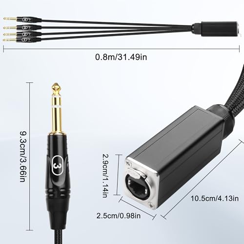 XMSJSIY 1/4" TRS Audio Snake 4 Channel Multi Over RJ45 Ethercon Cat5/6 to 6.35mm TRS Network Extender Cable for Stage Sound and Recording Studio -1 Pcs by XMSJSIY - Used condition - Image 2