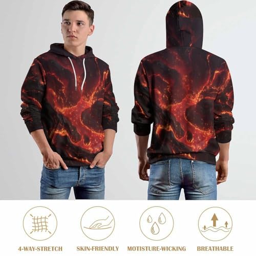Pull imprimé couple fantastique avec graphisme vortex de lave rouge 3D