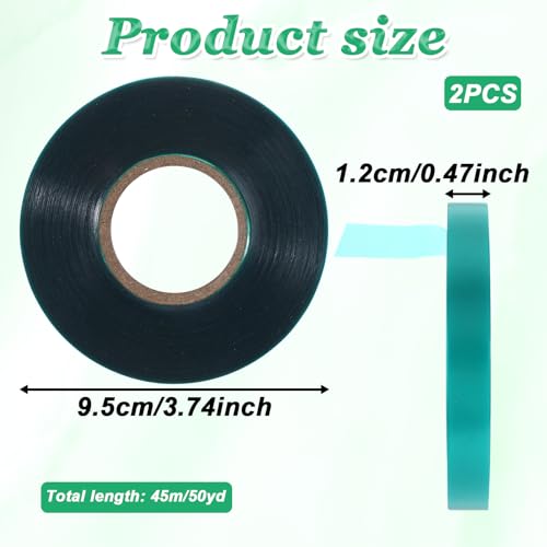2 Pack Garden Tape Roll Green Tie 150 Ft Long Reusable Green Plant Ties 1/2 Inches Wide Stretch Ties Tape Nursery Tapes for Gardening Tips Flowers Tomato Vines Tree
