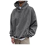 [JPAYAROGOAN] メンズアメリカン ファッション レトロ風 秋服 Bigシルエット 長袖パーカー スウェット ジップ メンズ プルオーバー 無地 トレーナー カジュアル ビッグシルエット 柔らかい 秋服 プルオーバー ゆったり ポケット付き 通気性 パーカー フード付き スウェット ストリート スポーツ 秋冬(2XL,ダークグレー)