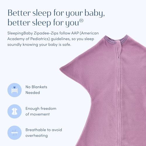 Image of SleepingBaby Zipadee-Zip Fleece Transition Swaddle - Arms-Out Wearable Blanket for Baby Sleep, Soft Breathable Fleece 0.8 TOG - Pretty Pink Poppy, Medium (6-12 Month)