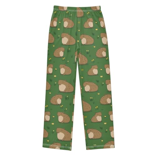 Boys' Pants Brown Capybaras Grassy Green Long Bottoms Jogger Pants Elastic Waist Trousers with Pockets S-XL