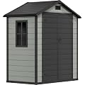DWVO 6x4 FT Outdoor Resin Storage Shed with Floor, Waterproof Storage Shed with Lockable Door, Window and Vent, Plastic Tool Storage for Garden, Backyard, Patio, Lawn(Blue-Gray+Black)
