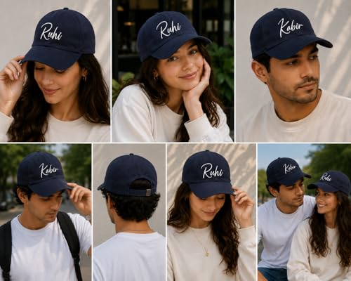 Image of AICA Personalised Name Cotton Cap for Men & Women � Black, Free Size | Gifts for Men & Women