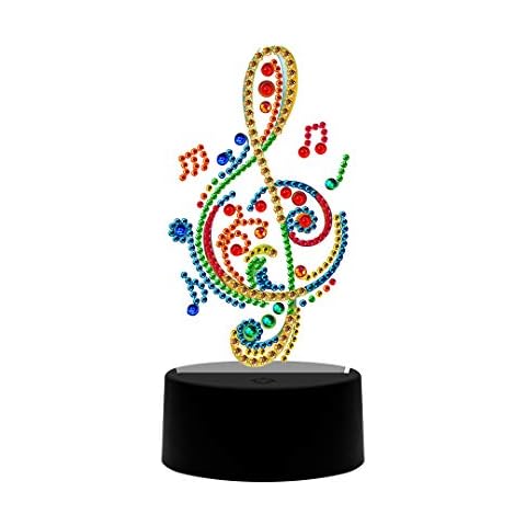 YUYUGO Diamond Painting Kit with DIY Night Light,Diamond Painting Arts Craft,7 Colors Changing Bedside Desk Table Lamp-Musical Note Cover