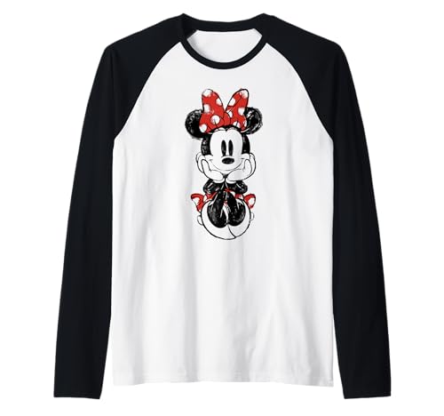 Minnie Mouse T-shirt baseball raglan style doodle, idée cadeau idéale pour fans de Disney