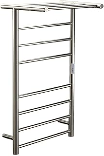 Sywlwxkq Sèche-Serviettes Chauffant électrique pour Salle de Bain, avec minuterie Marche/arrêt 2/4H et étagère supérieure, Porte-Serviettes Chauffant Mural en Acier Inoxydable 304 Fini Miro