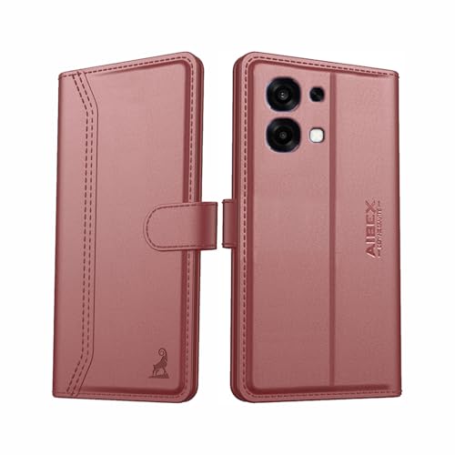 Image of AIBEX Compatible for Oppo K14 5G / Oppo A6 Pro 5G Flip Cover Leather Finish | Inside TPU with Card Pockets | Wallet Stand | Complete Protection Flip Case Brown