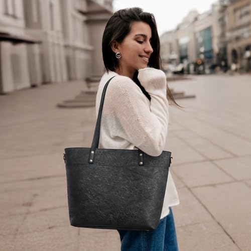 S-ZONE Leather Tote Bag for Women Large Work Totes Designer with Adjustable Strap2