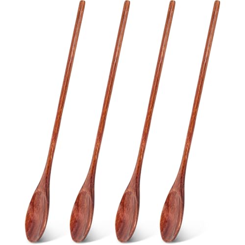 LOVEINUSA Long Wooden Spoons for Cooking, 4PCS 14inch Wooden Tasting Spoons Large Wooden Cooking Spoons for Cooking Stirring Mixing Serving