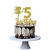 Fairy 5th Girl Birthday Cake Topper for Sweet Baby Fives Decorations , Hello Cheers to 5 Years Old P