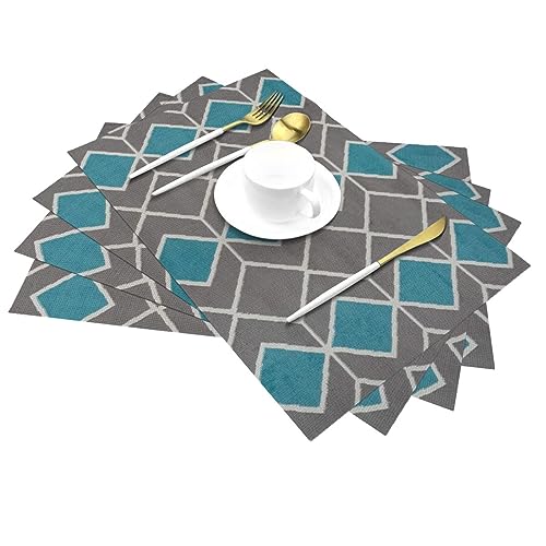 Lot de 6 sets de table PVC bleu gris antidérapant résistant chaleur 45x30 - 4