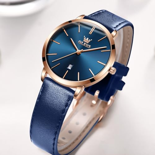 Image of OLEVS Womens Watch Minimalist Simple Slim Thin Original Analog Quartz Dress Wrist Watches Stainless Steel Mesh or Leather Strap Waterproof Watches for Ladies