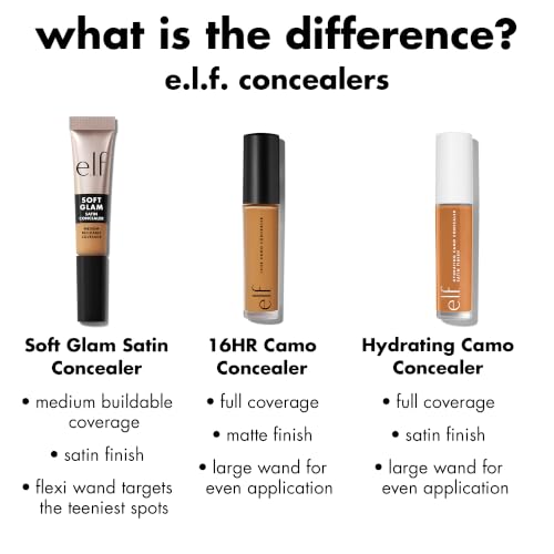Image of e.l.f. Soft Glam Satin Concealer, Medium Coverage For Blemishes & Under-Eye, Crease-Resistant, Long Lasting, Vegan & Cruelty-Free, 22 Light Warm