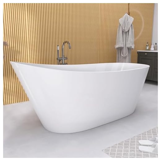 GETPRO Free Standing Tub 59" Acrylic Freestanding Bathtub, Adjustable Soaking Bath Tub Oval Shape with Integrated Slotted Overflow and Chrome Anti-clogging Drain Glossy White