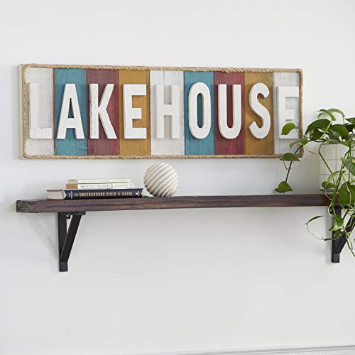 Deco 79 Wood Sign Lake House Wall Decor, 36" X 2" X 11", White #TOP1
