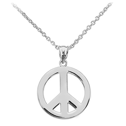 Sterling Silver Circle Of Peace Sign Symbol Pendant Necklace 20